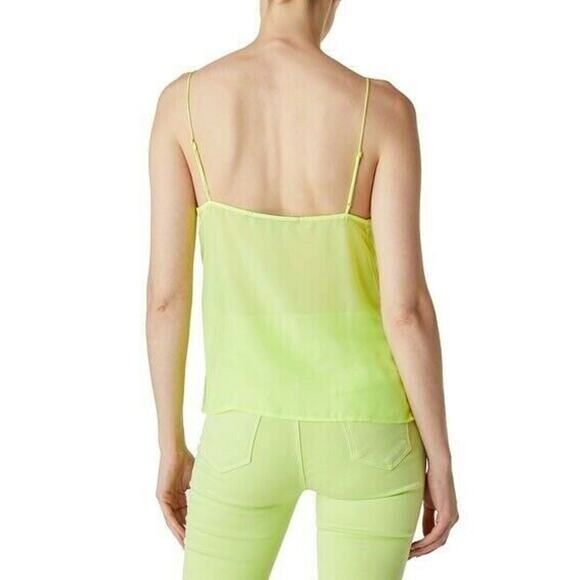 $148 J BRAND Lucy Silk Cami Tank Top SOLD OUT Designer Neon Yellow FORSYTHIA M - Picture 5 of 12